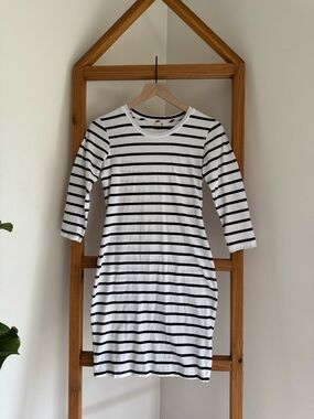 Sundry Black & White Striped Midi Dress